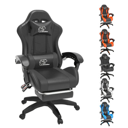 Gaming Chair with Footrest & Lumbar Support – Ergonomic Reclining Computer Chair 360° Swivel Adjustable Height