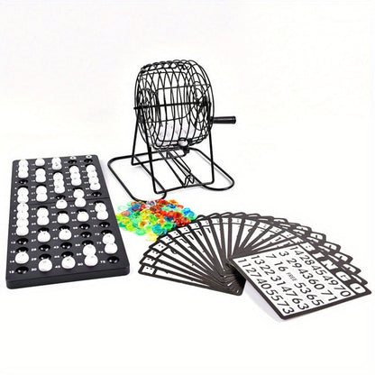 Bingo Game Set Metal Cage Lottery Machine Vintage Desktop Bingo Caller Kit for Family Game Night Party Adults Kids Birthday Holiday Gathering
