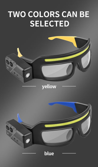 LED Headlamp Glasses Light - USB Rechargeable Head Torch with Rotatable Beam, Adjustable Brightness & Strobe Mode for Night Running, Cycling, Fishing & Outdoor Work