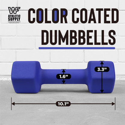 Neoprene Dumbbells Pair with Non-Slip Hex Shape – Color-Coded Hand Weights for Women & Men, Strength Training, Home Gym & Aerobics – 2LB to 15LB Available in Yellow, Green, Red, Blue & Gray