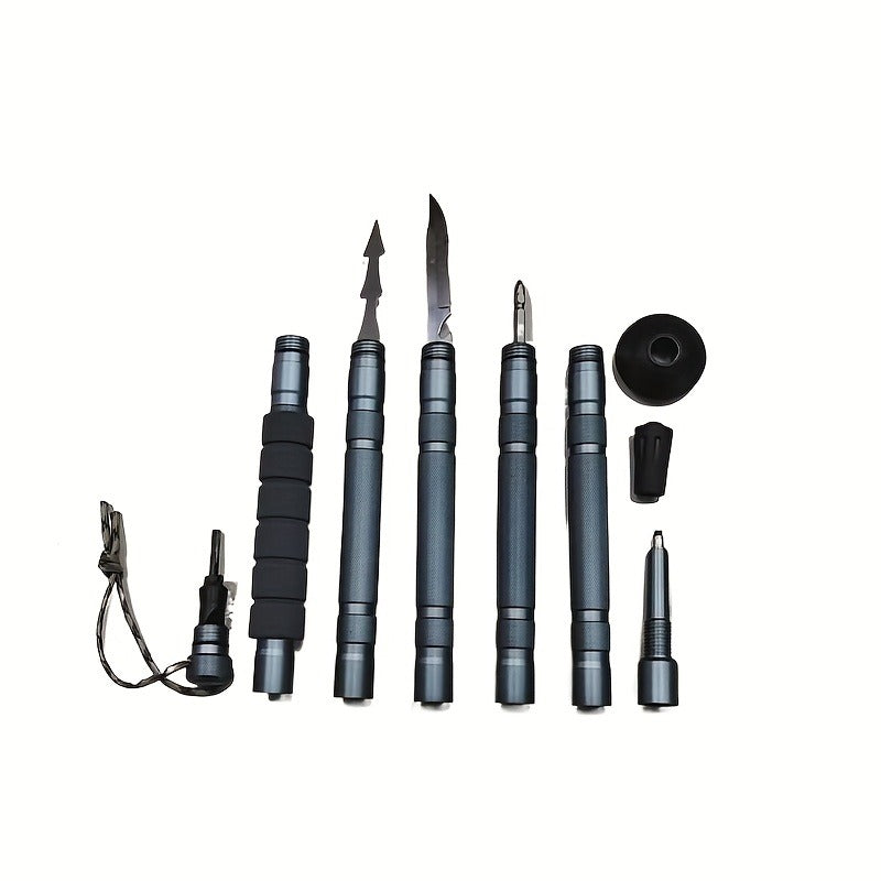 7-in-1 Tactical Hiking Staff – Extendable Foldable Survival Walking Stick with Compass, Fire Starter, Saw Blade, Screwdriver & Pliers – Aluminum Alloy or Stainless Steel, Camping & Hiking Gift