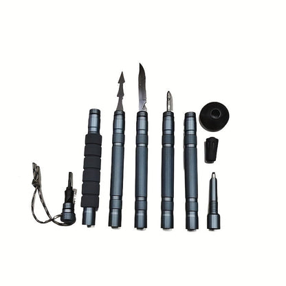 7-in-1 Tactical Hiking Staff – Extendable Foldable Survival Walking Stick with Compass, Fire Starter, Saw Blade, Screwdriver & Pliers – Aluminum Alloy or Stainless Steel, Camping & Hiking Gift