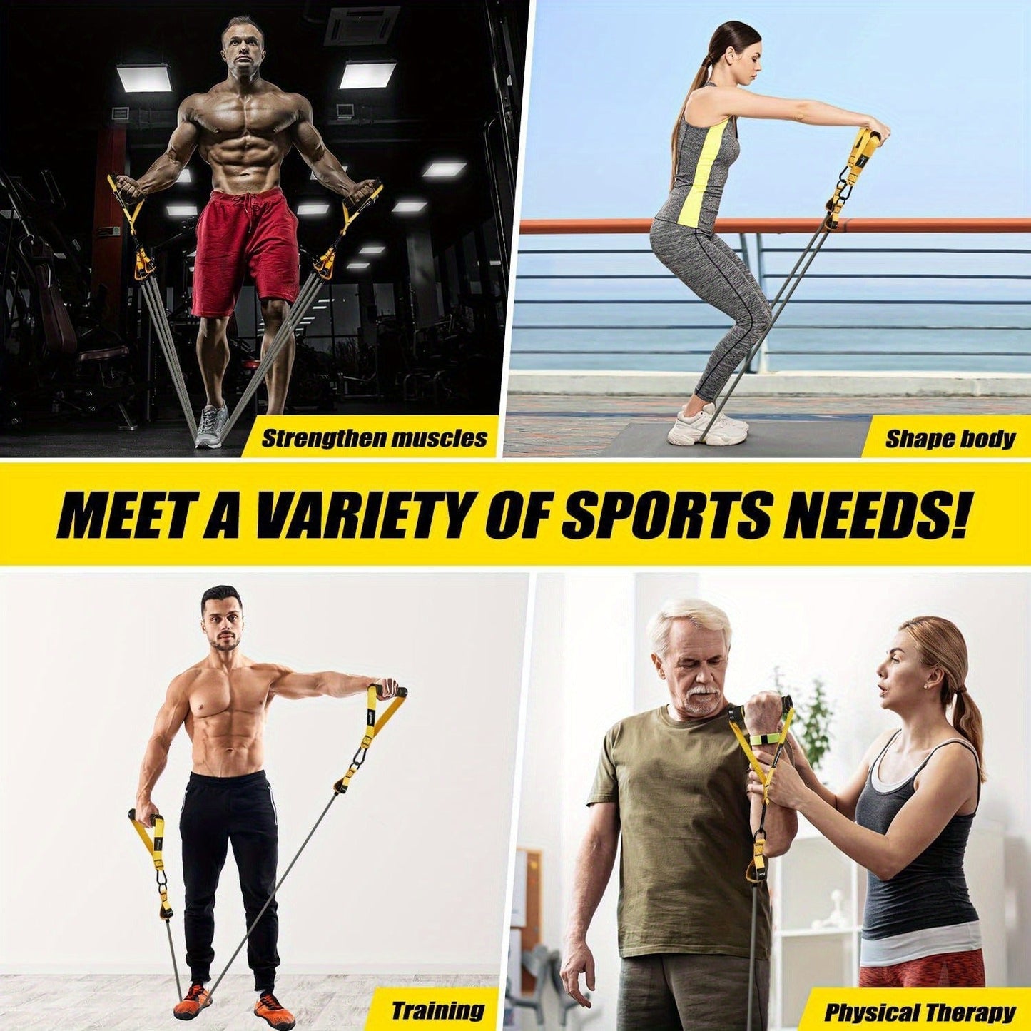300lb Resistance Band Set – 6 Levels 25-75lb, Handles, Door Anchor & Ankle Straps – Heavy Duty Home Gym Kit for Full Body Strength Training, Muscle Building & Toning