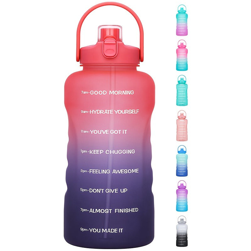 128oz 1 Gallon Water Bottle with Straw 2-in-1 Lid Tritan BPA-Free Motivational Time Marker Large Capacity Gym Sports Fitness Camping Outdoor Water Jug