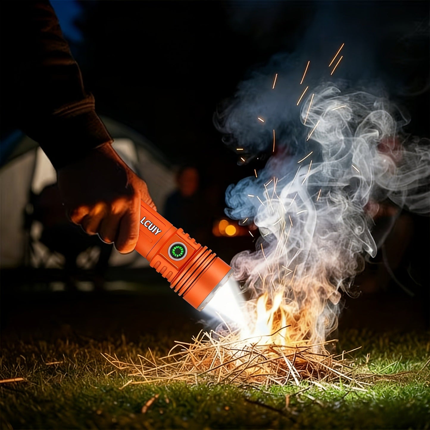 Fire Starter Flashlight with Fresnel Lens – 4500 Lumens Rechargeable Aluminum Alloy Ignition Torch, 1000M Long Range, 6 Modes Tactical Adjustable Beam for Wilderness Survival, Camping, Fishing & Emergency