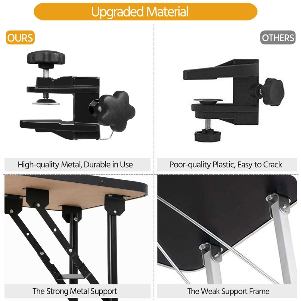 Pet Grooming Table Foldable with Height Adjustable Arm – Non-Slip Waterproof Surface, Folding Legs, Sturdy Metal Frame, Professional Dog Cat Beauty Trimming Table for Home & Salon