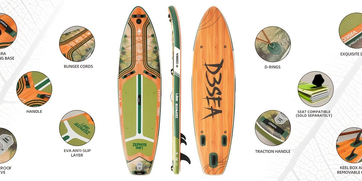 Wide Inflatable SUP Board 11ft x 32'' Extra Wide Stand Up Paddle Board for Youth Adults with Backpack Dry Bag Paddle Leash Hand Pump Fins Stable Design