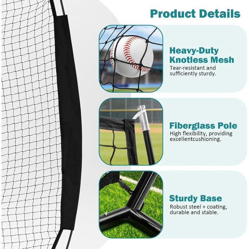 Baseball Softball Training Net 7x7ft with Arch Frame & Carry Bag - Batting & Pitching Practice for All Skill Levels, Black & Red Options