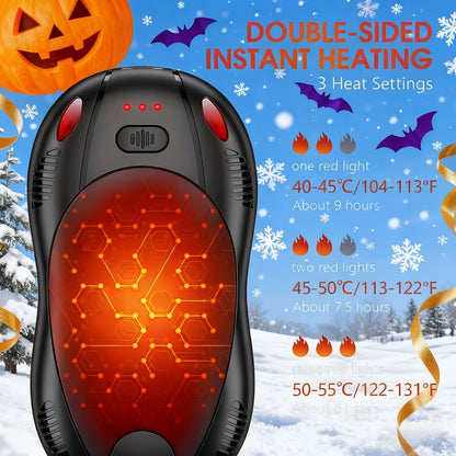 Magnetic Hand Warmer 2-in-1 Double Sided Heating – 3-Speed Temperature Control, Portable Pocket Heater for Skiing, Camping, Mountaineering & Winter Outdoor Use