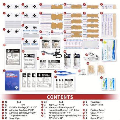 OSHA First Aid Kit All-Purpose – Premium Medical Supplies for Home, Office, Outdoor & Emergency Use with Bandages, Gauze, Burn Gel, Cold Pack & Gloves, OSHA Compliant Professional Kit