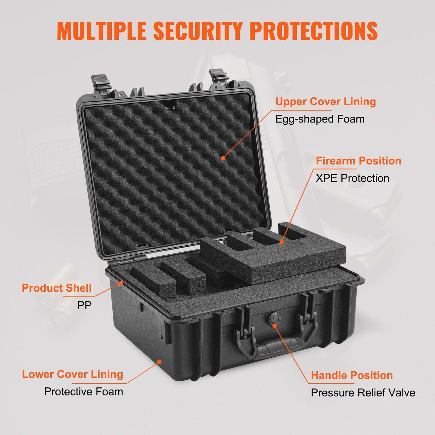 Hard Pistol Case IP67 Waterproof – TSA Approved Lockable Handgun Case with XPE Pre-Cut Foam Lining, Pressure Release Valve & Dual Padlock Holes for Safe Firearm Transport & Storage