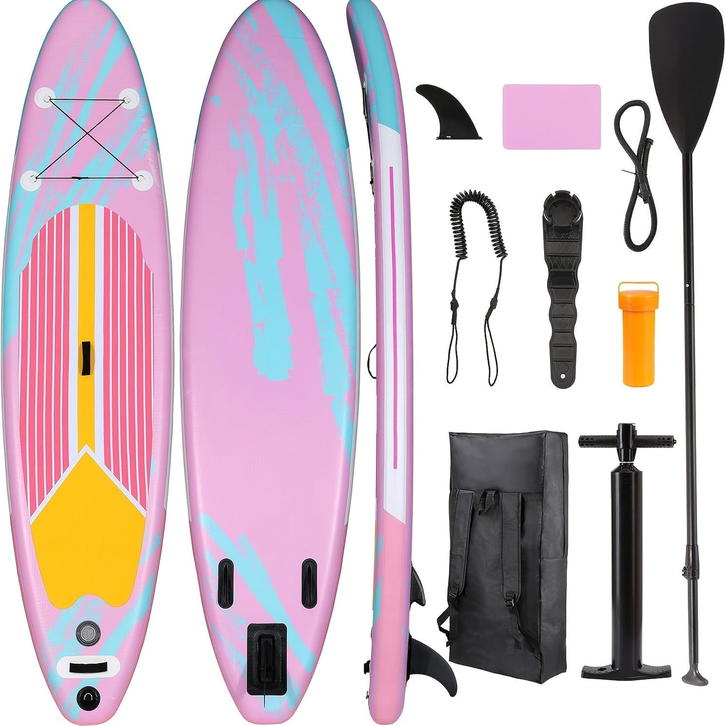 Stand Up Paddle Board 10ft 350lbs Inflatable SUP 3 Fins EVA Non-Slip Deck 12-15PSI Alloy Paddle Hand Pump Repair Kit Carrying Bag for Beginners All Skill Levels