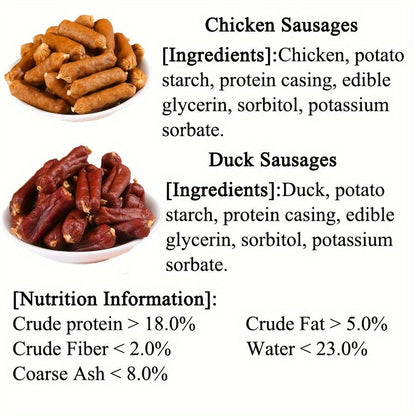 Soft Chew Dog Sausage Treats – Chicken & Duck Flavor, High Protein Fresh Meat Training Treats for Small, Medium & Large Dogs, Positive Reward Snack (7.1oz / 1.8lbs / 2.7lbs / 14.1oz)