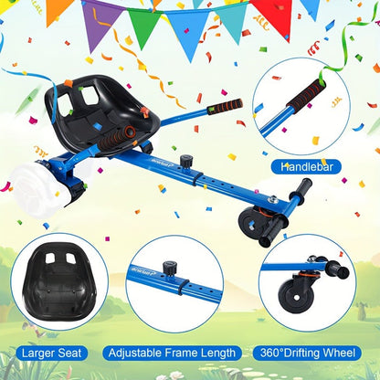 Hoverboard Go Kart Seat Attachment Kit for Kids 6.5"-10" Self Balancing Scooter Conversion Accessories with Off-Road Tires, Shock Absorber & Dual Footrests – Sturdy Metal Frame, Easy Install, Fun Ride