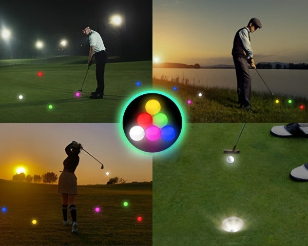 LED Golf Balls Glow in the Dark – 6 Pack Multi-Color Light Up Golf Balls for Night Play, Impact Activated, 40Hr Battery, Fun Gift for Men Women Beginners