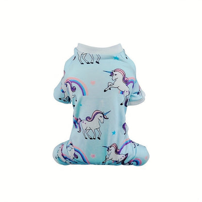 Puppy Clothes Set 4pcs Dog Cat Pajamas Onesie for Small Breeds Boys Girls, Spring Summer Shirts for Chihuahua Yorkshire Terrier Cats, Cute Mixed Color Pet Clothing Bundle, Sizes S M XL