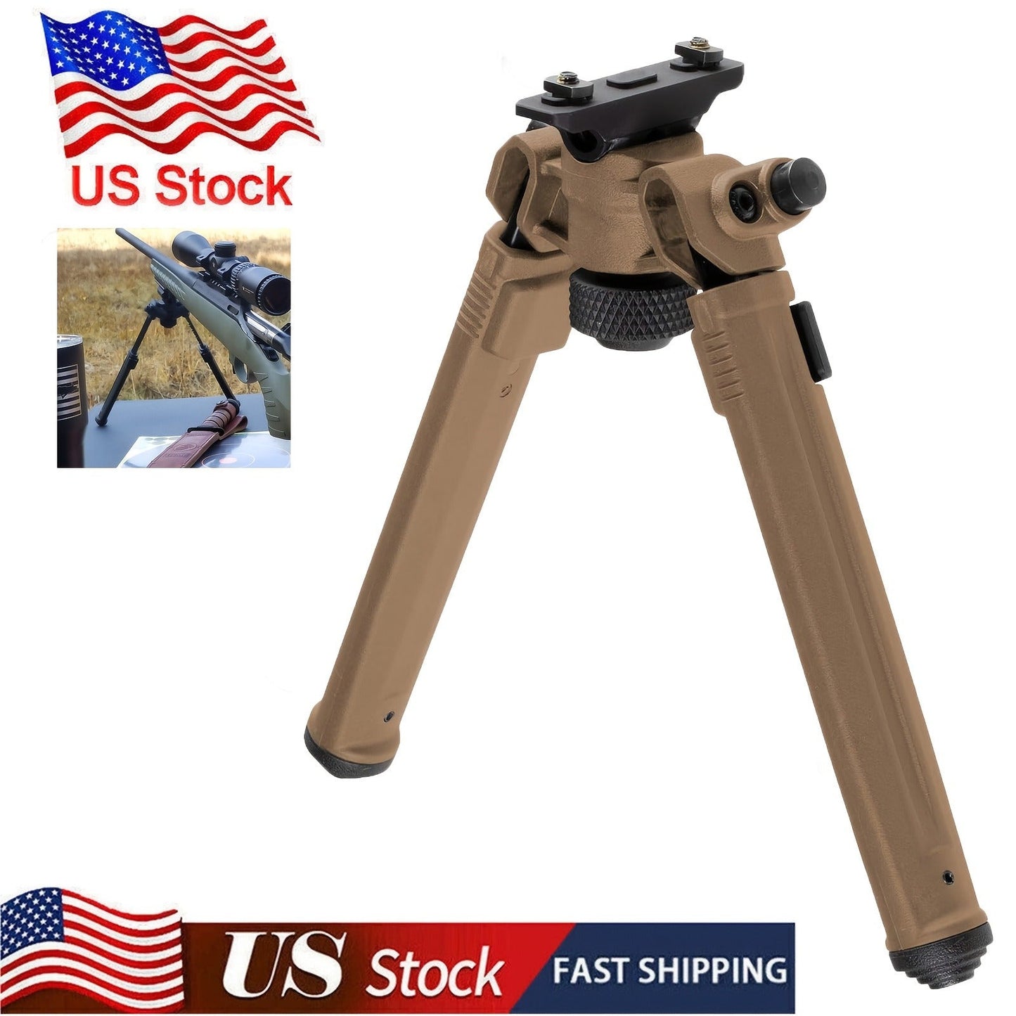 M-LOK Bipod Lightweight Aluminum Alloy Foldable Adjustable Rifle Bipod for Hunting Shooting AR15 M4 Tactical Rifle Non-Slip Rubber Feet Quick Release Black Flat Dark Earth