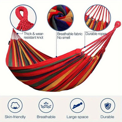 Camping Hammock Single Person Colorful Fabric Anti-Roll Design 330 lbs Capacity with Tree-Friendly Straps Portable Carrying Bag Outdoor Indoor Backyard Lounging