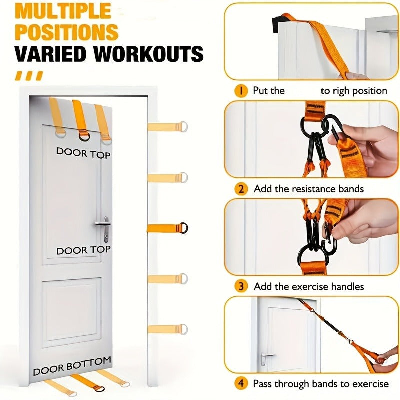 Resistance Bands Set 5pcs Heavy-Duty Rubber – Up to 225LBS Adjustable Resistance with Handle, Door Anchor & 3 Bands for Deltoid Press, Face Pull & Bicep Curl – Home Gym Workout Kit