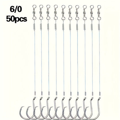 Circle Hooks 50pcs – Octopus Offset Steel Fishing Hooks for Catfish, Bass, Saltwater & Freshwater, Size 1/0 to 7/0