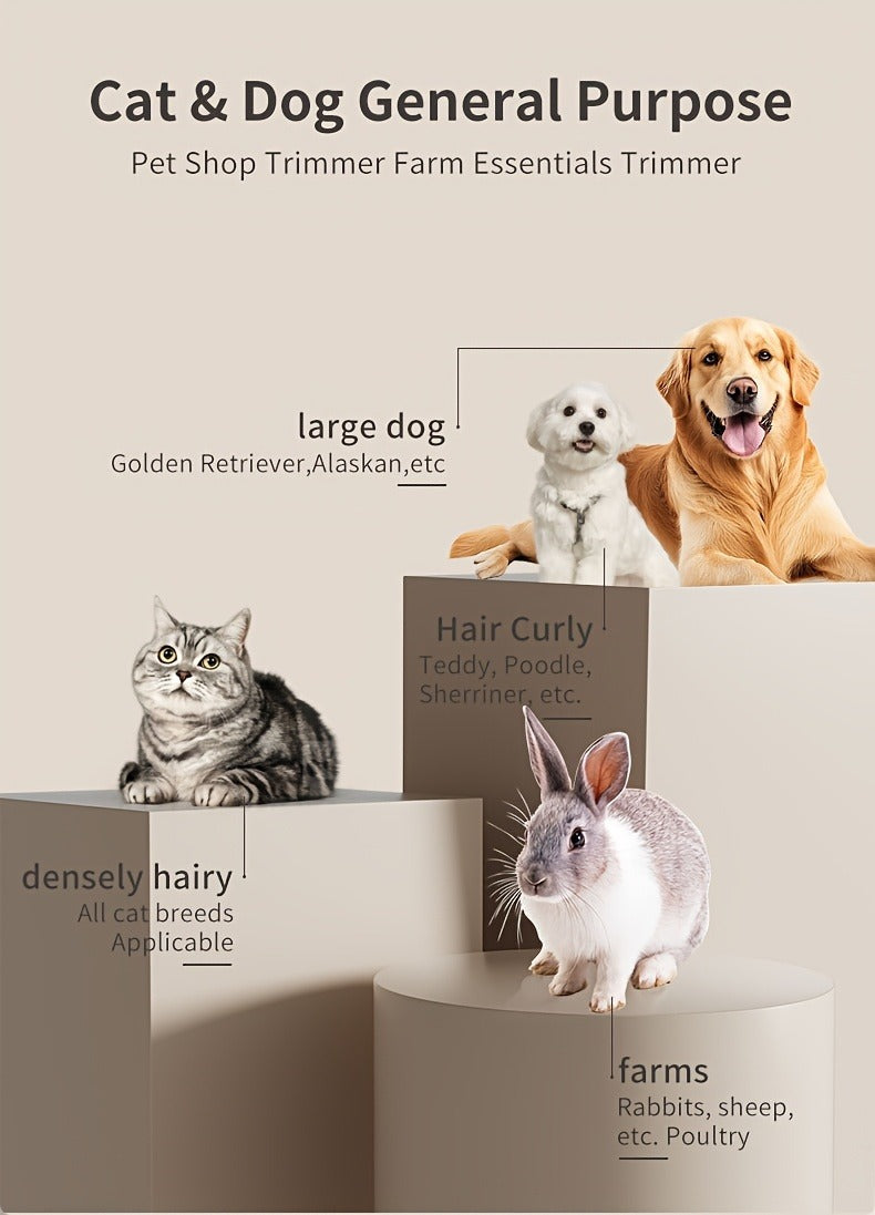 Pet Hair Trimmer USB Rechargeable Wireless Clipper for Dogs & Cats – Low Noise Electric Grooming Scissors, Lithium Battery, Home & Salon Use, Safe Low Voltage
