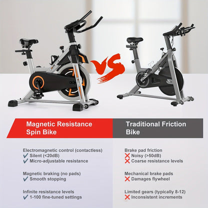 Stationary Bike Silent Indoor Cycling Bike 330LB Capacity Adjustable Resistance LCD Monitor Tablet Holder Home Cardio Workout