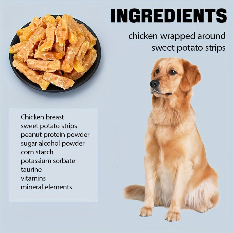 Sweet Potato Dog Treats – Chicken & Duck Wrapped Dried Sweet Potato, Natural High Protein Easy to Digest, Training Reward Snacks for Small Medium Large Dogs, 150g & 200g