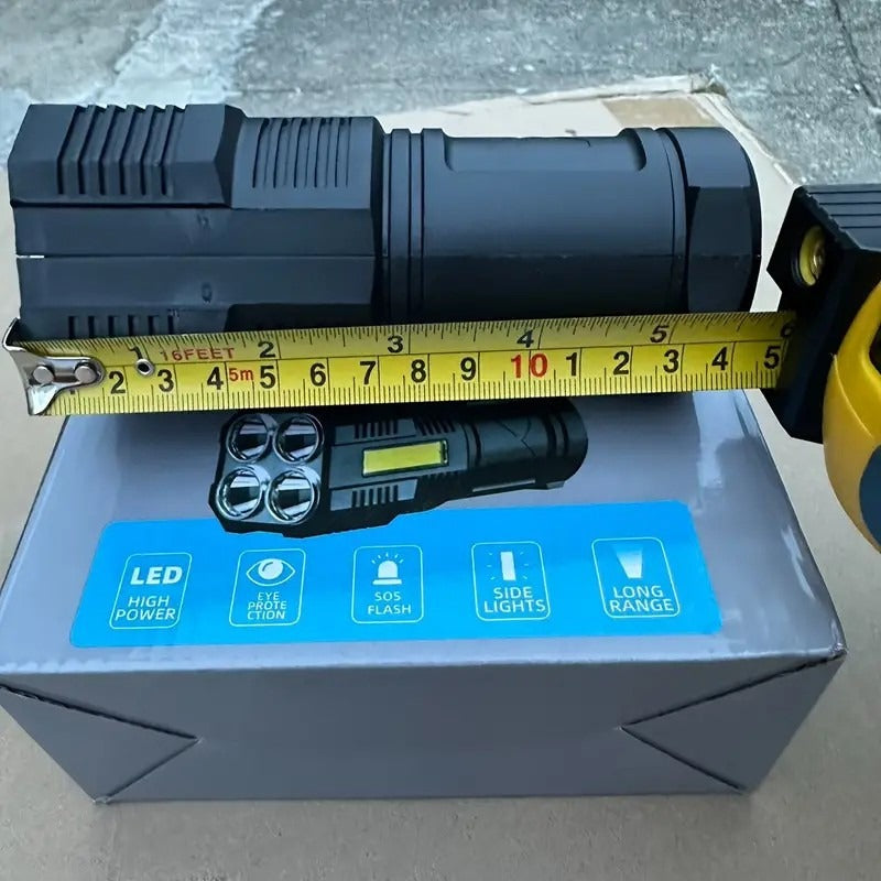 XHP90 Tactical Flashlight 2 Pack 300 Lumen 4 Modes USB Rechargeable 18650 Camping Light with Battery Display 200m Beam