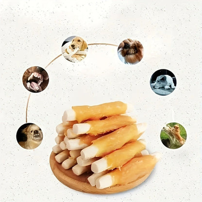 Calcium Stick Dog Treats – Chicken Wrapped Milk Calcium Sticks, High Protein Easily Digestible Training Rewards for Small Medium Large Dogs, Healthy Dental Chews with Real Chicken & Milk, 200g & 400g