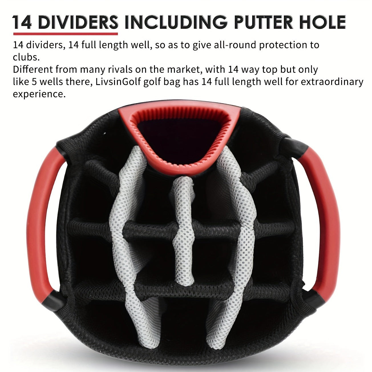 Golf Cart Bag with Full-Length Dividers – Sturdy Spacious Stand Bag with Multiple Pockets for Golf Club Organization, Accessories Storage, Men & Women Golfers