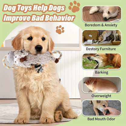Dog Chew Toy Donkey Plush Squeaky Stretch Toy for Dogs - Durable Soft Stuffed Animal Chew Toy for Small Medium Large Dogs, Textured Spike Design, No Batteries Needed