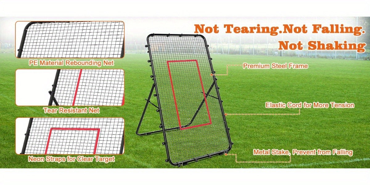 Volleyball Rebounder Net 7x4ft Adjustable Angle – Portable Steel Frame Training Rebounder with High-Tension PE Netting & 24 Elastic Cords for Volleying Bumping Spiking Practice – Solo & Team Drills