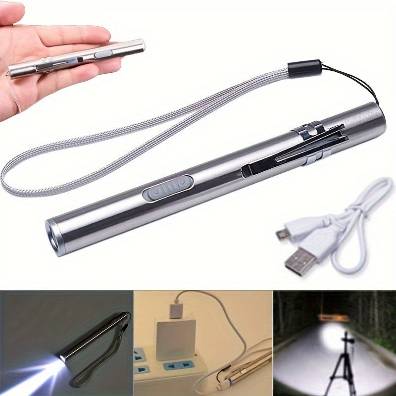 Tactical Pen Light 5 Pack USB Rechargeable 400 Lumen Mini LED Penlight Pocket Flashlight for Nurses Camping Outdoor EDC