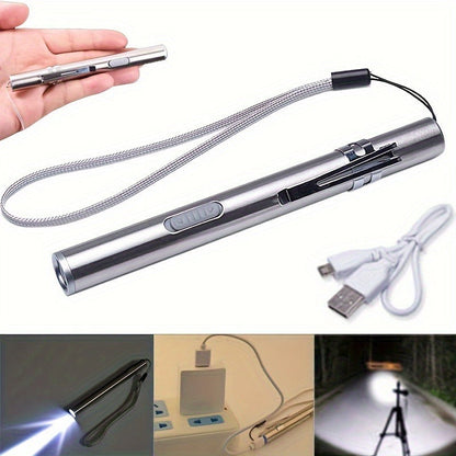 Tactical Pen Light 5 Pack USB Rechargeable 400 Lumen Mini LED Penlight Pocket Flashlight for Nurses Camping Outdoor EDC