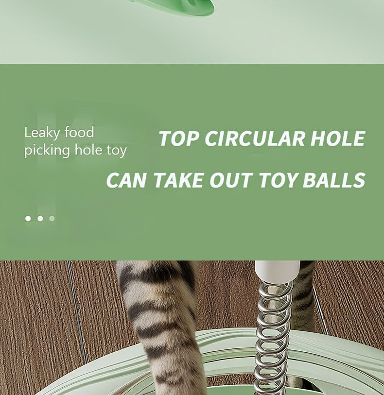 Cat Puzzle Toy Spinning Wheel with Food Spill Feeder - Interactive Rotating Excavating Toy for Indoor Cats & Kittens, No Battery Mental Stimulation & Hunting Instinct Exercise Toy