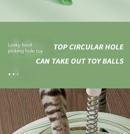 Cat Puzzle Toy Spinning Wheel with Food Spill Feeder - Interactive Rotating Excavating Toy for Indoor Cats & Kittens, No Battery Mental Stimulation & Hunting Instinct Exercise Toy