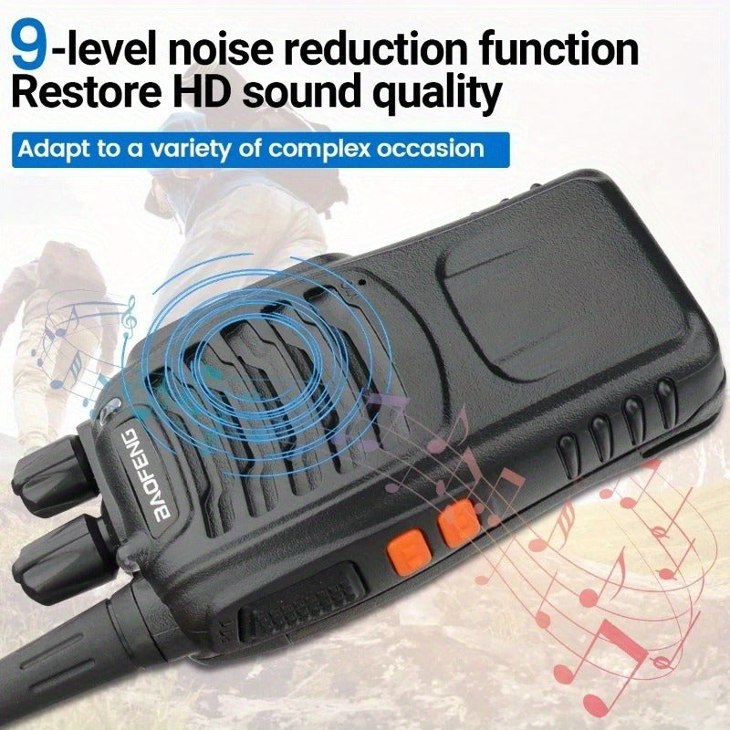 Baofeng BF-888S Walkie Talkies 16 Channel UHF Long Range Two Way Radio Rechargeable with Earphones for Camping Hiking Hunting Outdoor