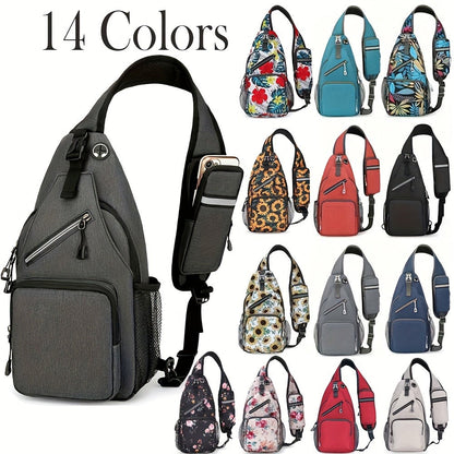 Crossbody Bag for Women & Men, Large Capacity Single Shoulder Bag with Zipper, Lightweight Multi-Pocket Design, Casual Sling Bag for Travel, Hiking, Work & Daily Use – Multiple Colors Available