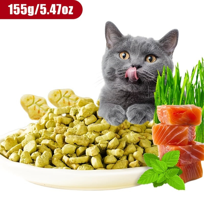 Catnip Cat Treats 150g – Catnip Cookie & Catgrass Molar Stick, Dried Fish Snack for Cats, Teeth Cleaning Dental Chew, Hairball Control Nutrition Fattening Cat Snack