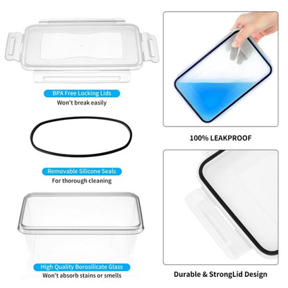 Sealed Food Storage Containers with Lids - Microwave Safe Outdoor Picnic Lunch Box Set for Salads, Fruits, Vegetables & Sandwiches, Durable Leak-Proof Meal Prep Containers, Available in 24/40/48pc Sets