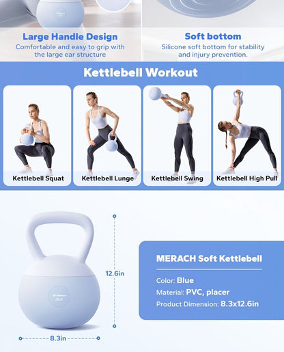 Soft Kettlebell Sand-Filled with Non-Slip Wide Grip Handle & Cushioned Base – Premium Mineral Sand Kettle Bell for Safe Strength Training, Home Gym & Fitness, Available in 15lbs & 25lbs