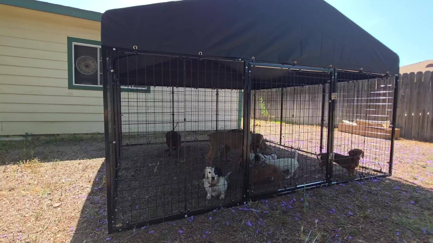 Outdoor Dog Kennel Heavy Duty Galvanized Steel with Roof Double Safety Locks Rust-Resistant Large Dog Cage Fence Run for Big Dogs Multiple Sizes 1.2M to 9M