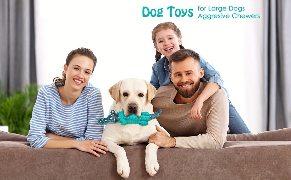 Indestructible Dog Chew Toy for Large & Medium Dogs - Tough Rubber Crocodile Chew Toy with Milk Flavor & Dental Ridges, Durable Dog Toys for Aggressive Chewers 20-100 lbs, Reduces Anxiety & Boredom