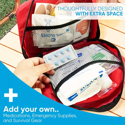 338 Piece First Aid Kit Waterproof Compact Trauma Kit Home Car Camping