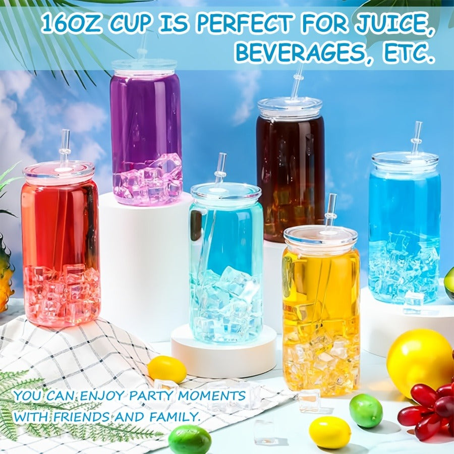 16oz Plastic Cups with Lids and Straws Bulk 25pcs Set Clear Flat Bottom Tumbler Single or Double Wall for Iced Coffee Boba Water Juice Party Favors Christmas Gifts