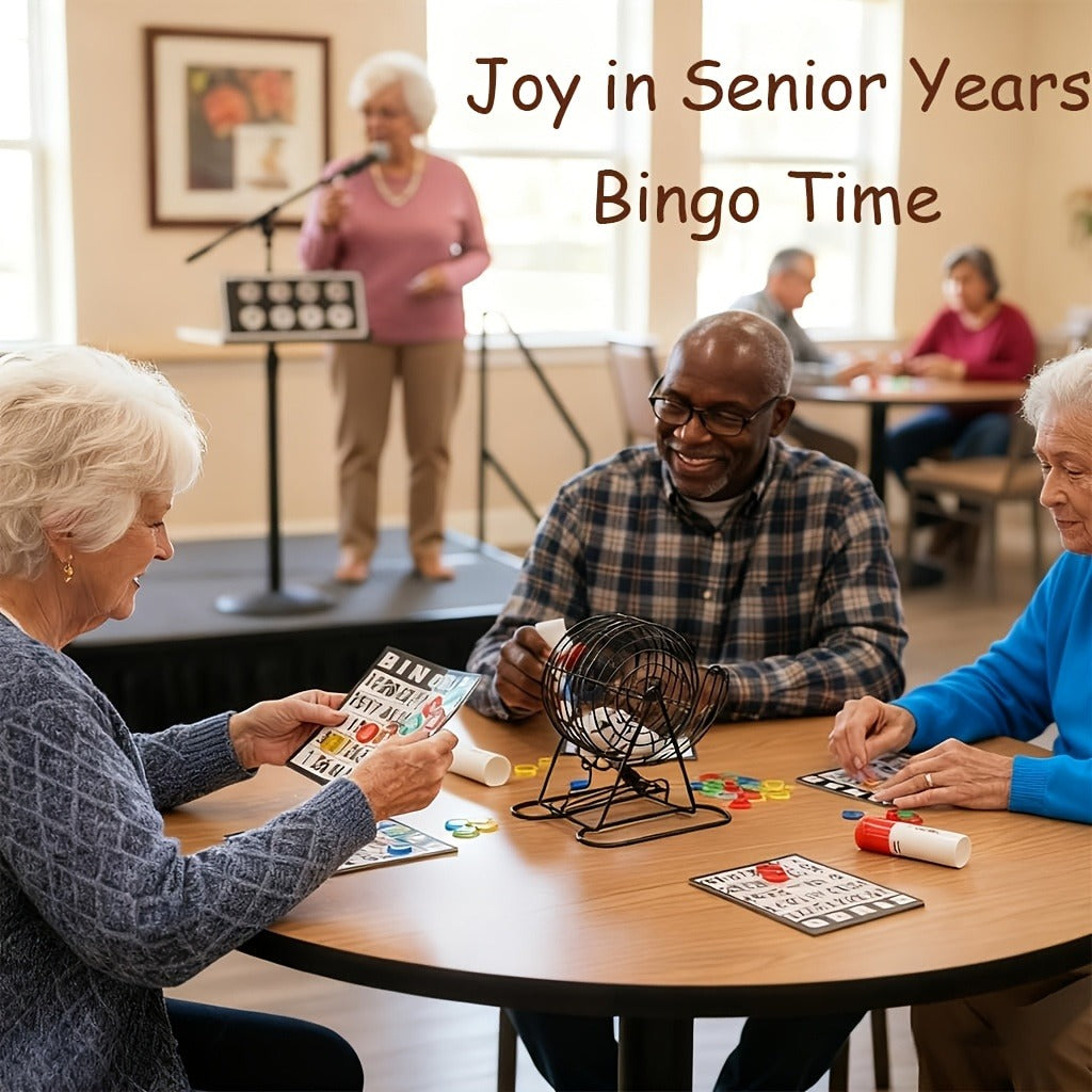 Deluxe Bingo Game Set with Stainless Steel Metal Cage | Includes Bingo Balls Cards & Colorful Chips | Classic Family Board Game for Game Nights Parties and Large Groups