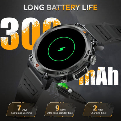 EIGIIS KE3 Rugged Smartwatch for Men – Wireless Calling, HD 1.45" Screen, LED Light, Fitness Tracker, iPhone & Android