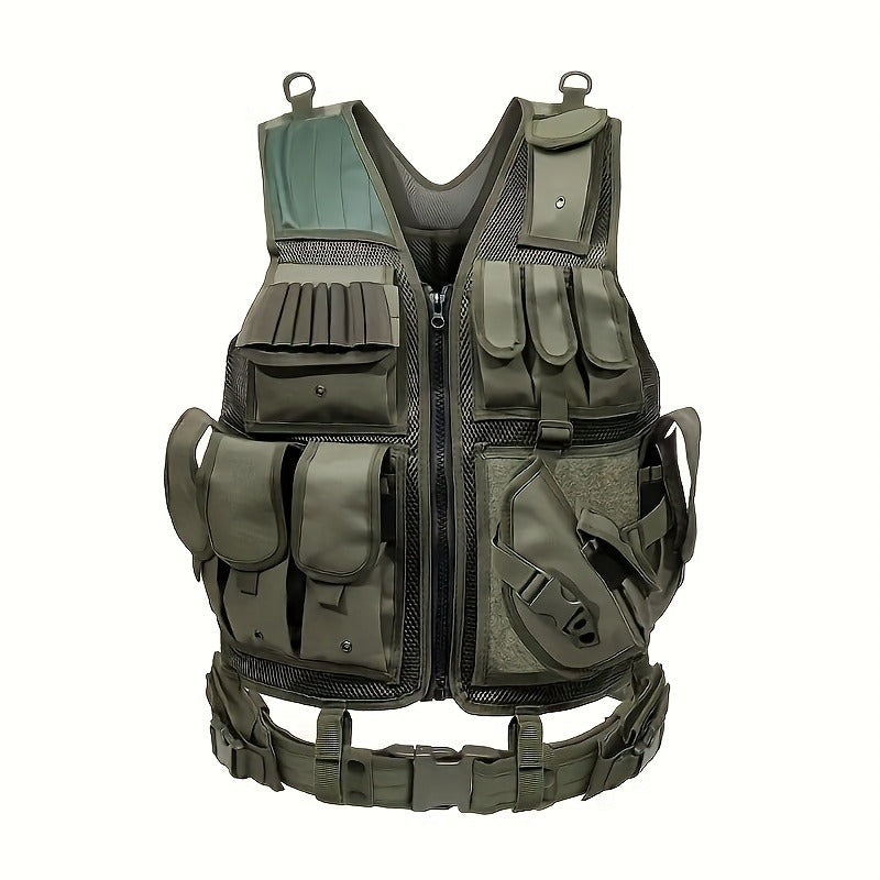 Tactical Fishing Vest with Quick Release – Lightweight Breathable Multi-Pocket Outdoor Vest for Men Camping Hiking Hunting Training – Available in Black Khaki Army Green