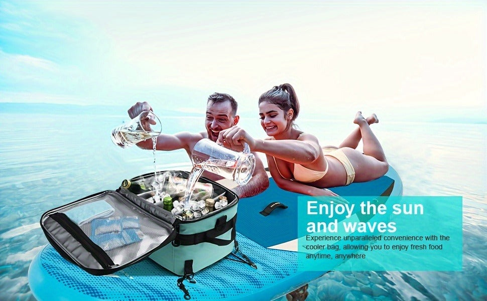Paddle Board Cooler Bag Waterproof PVC – Insulated SUP Cooler with Mesh Top Pocket & Adjustable Straps | Ample Storage for Stand Up Paddleboarding, Kayaking & Water Sports Gear