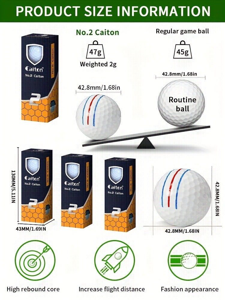 Golf Balls 6pcs Long Distance High Speed with 360-Degree Aiming Line Add 40+ Yards Distance Durable Performance Golf Ball Set for Men Women Beginners Advanced Players Practice Training